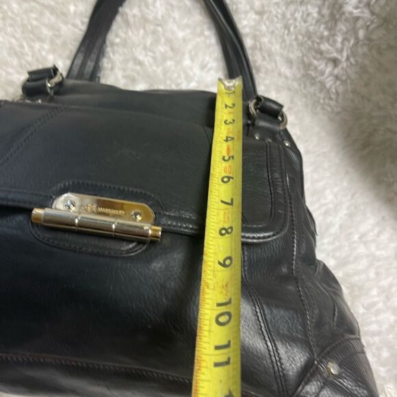 B Makowsky leather Black large shoulder bag gold & Silver tone hardwares. - Picture 9 of 16